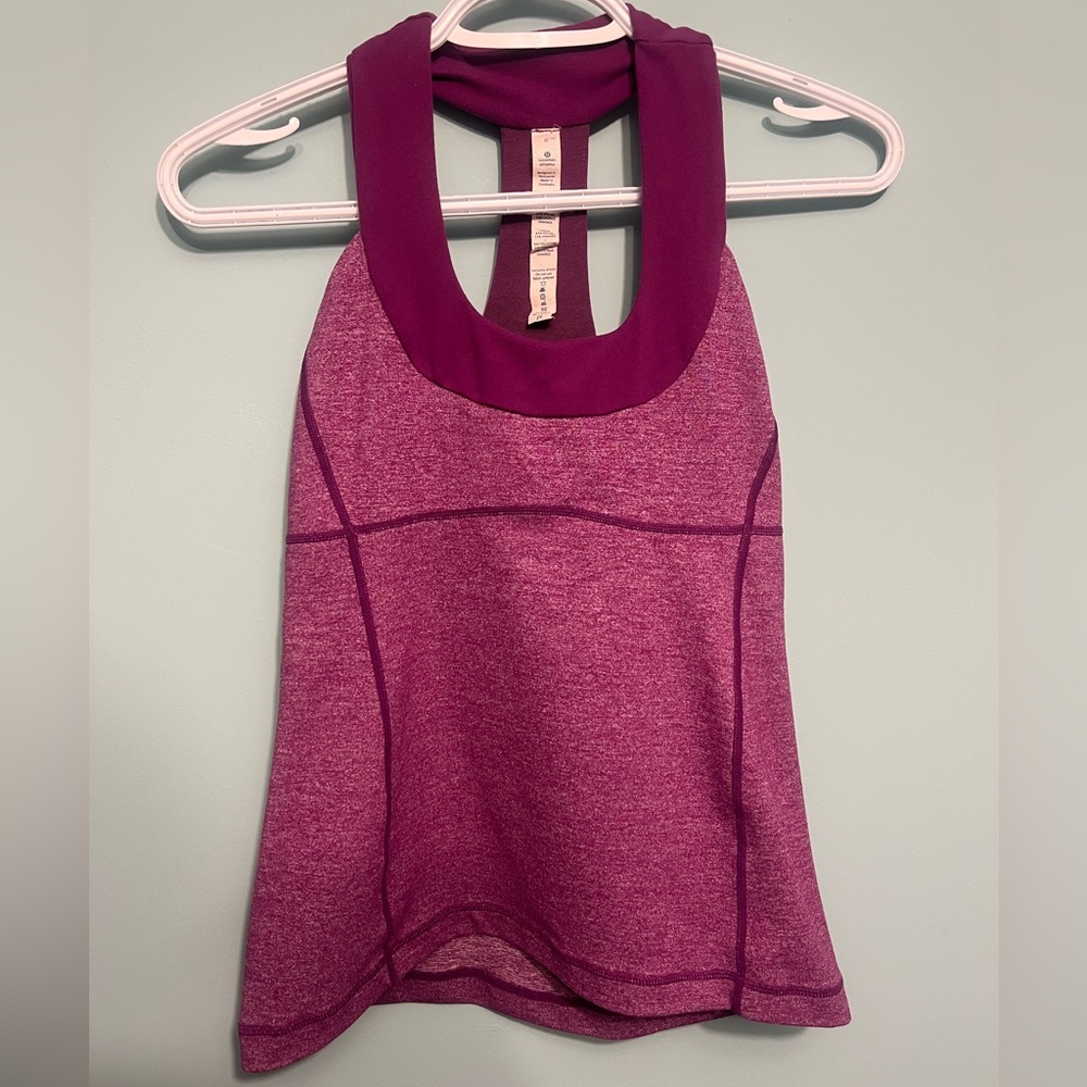 LuluLemon Scoop Neck Tank Heathered Plum/Plum Size 6 Excellent Condition